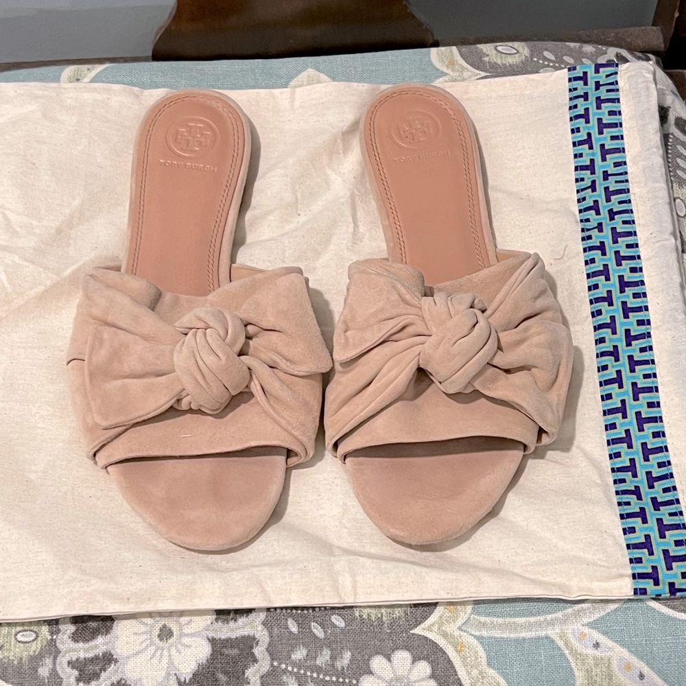 Tory Burch suede leather slide sandals size 9